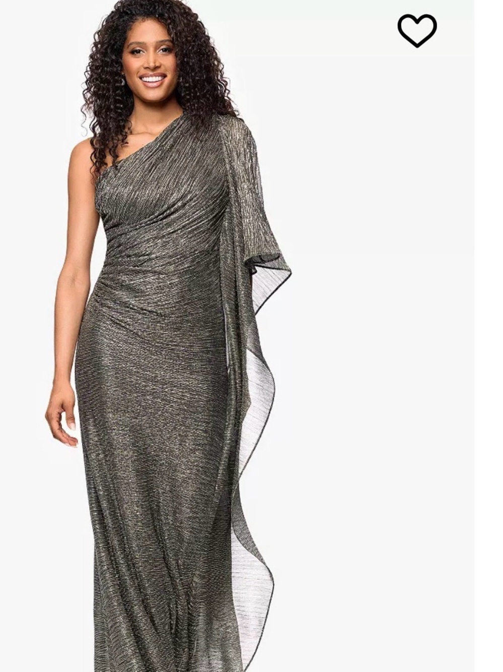 One-Shoulder Metallic Evening Gown black and gold